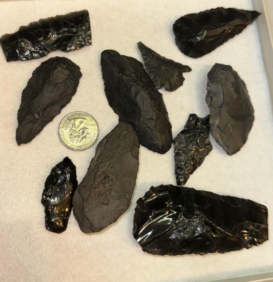 10 Arrowheads Obsidian From Mt. Shasta area