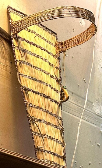 California Tribal Cradle Board Made From Tule and Leather pouch - 1940's or Older