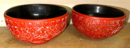 Pair of Chinese Lacquer Ware Bowls