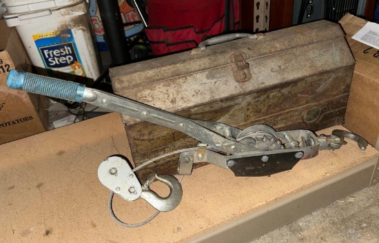 Tool Box with Tools and Come-A- Long