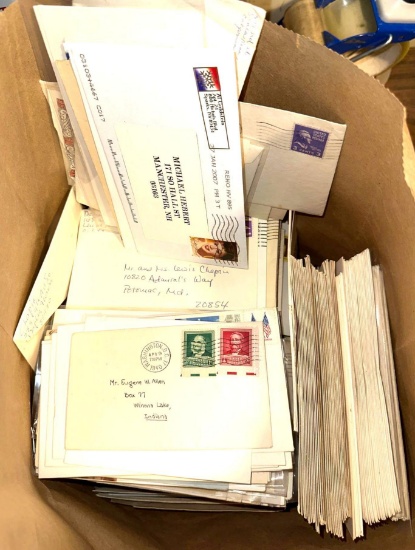 Over 300 Envelopes with US Postage Stamps- Some Dating From WW2 & 1970s
