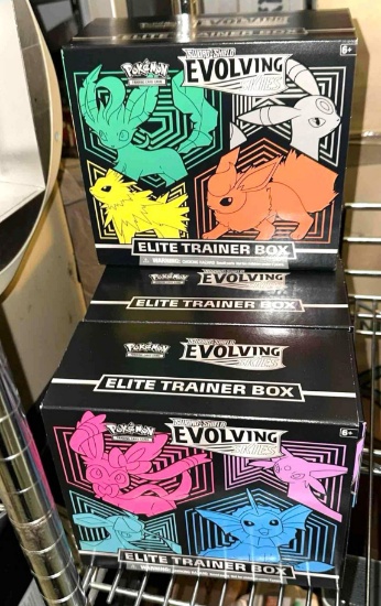 5 Pokemon Elite Trainer Box- w/ Cards, Dice, Pogs etc - Unsearched