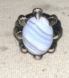 Sterling Silver Men's ring Eagle Talon Holding Agate Gemstone size 10