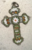 Italian Florentine Micro Mosaic Cross Byzantine Copy of Old Cross