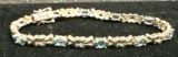 Sterling Silver Bracelet with Aquamarine Gemstones