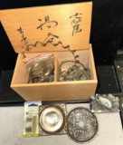 Japanese Wood Jewelry Box with Collectibles and AS-IS Sterling Silver Jewelry