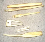 8 Examples of Yupik Eskimo Carved Old Walrus Ivory