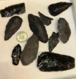 10 Arrowheads Obsidian From Mt. Shasta area