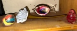 Lot of Blown Glass Items- Paper Weights, Fish and Flower