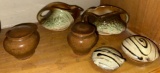 Vtg McCoy Pottery Sugar &Creamer, Pair of Japanese Pottery Jars & Pair of Chinese Water drippers