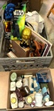 Crate of Collectibles- Records, Star Wars Action Figures, Vtg Camera & Accessories etc