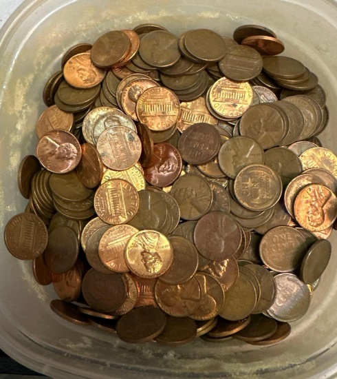 bin of unsearched vtg pennies