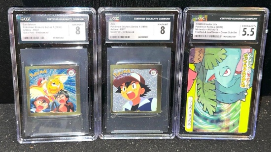 3 Slabbed and Graded Pokemon Cards
