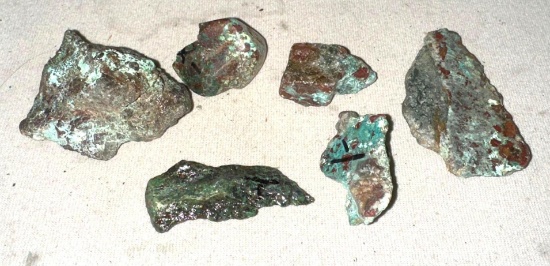 6 Pieces of Chrysocolla Natural as found