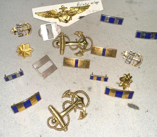 Military Shoulder Bars, US Navy Pins and US Aviator Wings