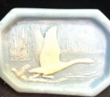 Vintage Inlay stone Plaque with Swan