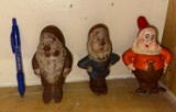 Three 1930's Snow white 7 Dwarfs Hard Rubber Figurines- Dopey, Sneezy and Happy