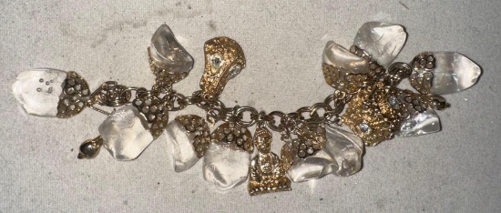 Mid Century Lucite Charm Bracelet