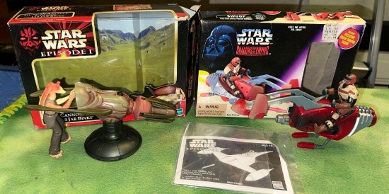 Star Wars Gun gan Assault Cannon with Jar Jar Binks and Swoop Both From 1990's