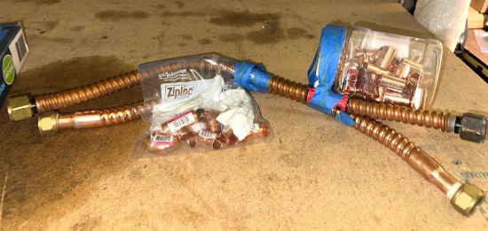 Two 24" Water Heater Hoses and 1/2" Copper Fittings
