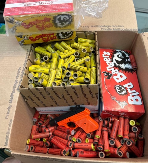 Large Box FULL of Bird Bangers with Gun