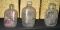 3 Japanese Reversed Painted Snuff Jars with Jade Lids