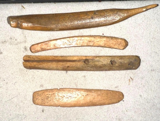 4 Prehistoric Eskimo Tools including a Perforator for making Holes in Walrus Hide