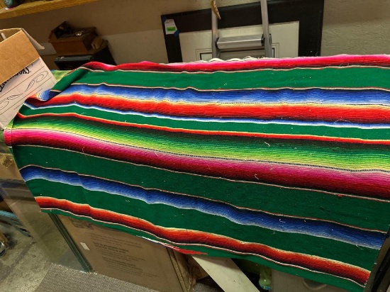 Mexican Sarape Blanket Saltillo Handmade Desert chic 80" x 48"