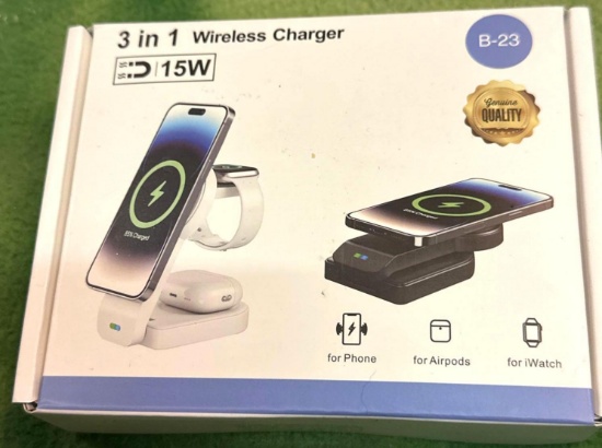 NEW In Box Magnetic 3 in 1 Wireless Charging Dock for Iphone, Iwatch and Airpods