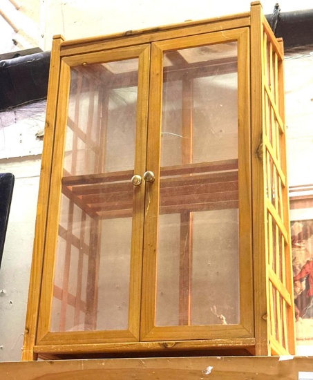 Wood & Glass Small Curio Cabinet w/one wood shelf 24" T x 15" W