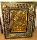 Hand Painted Picture Frame with Gold Tone Overlay of Birds