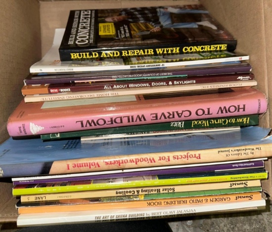 Box of Books- Wood Working, Carving, How to do it Books etc