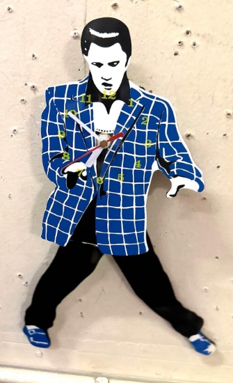Elvis Clock with Dancing Legs- works - 12" long