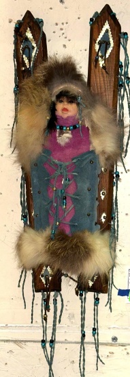 Navajo Indian Papoose Cradle Board with Baby 22" long