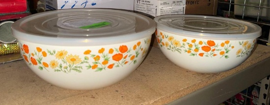 2 Kobie Kitchen Enamel Ware Nesting Bowls w/lids- New