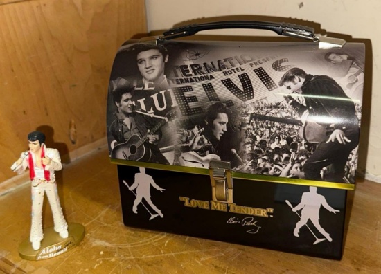 Elvis Metal Lunchbox and Elvis Figurine