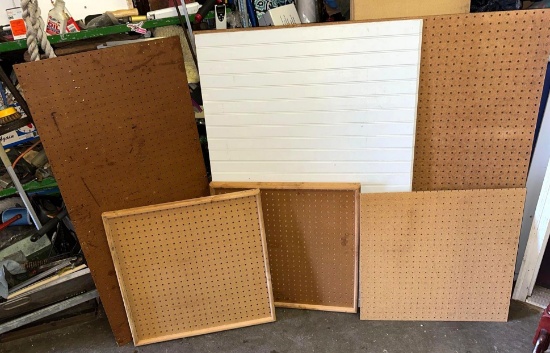 5 Pieces of Pegboard and 2 Pieces of Wainscoting