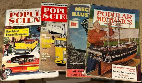 Four 1950's Popular Science/ Mechanix Illustrated Magazines