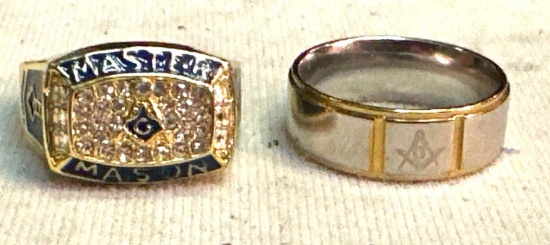2 Free Mason Rings size 10 and 12