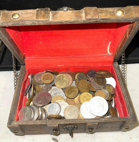 Treasure Box Filled with Unsearched Coins