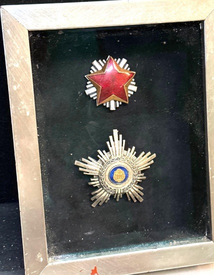 2 Vintage Military Medals in Display Box