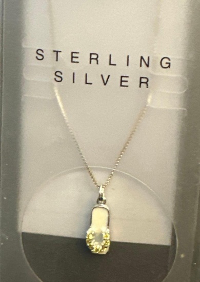New Sterling Silver Necklace with Sandal Pendant