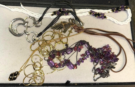 6 Vintage Necklaces- 1 has Amethyst and Onyx