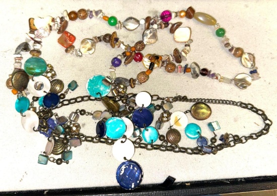 Two 1970's Mother of Pearl Abalone Necklaces