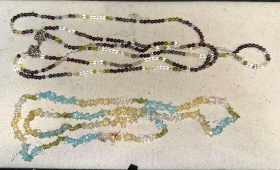 3 Strand Gemstone Necklace (Amethyst, Garnet &Citrine) & Gemstone Necklace (Topaz, Citrine &Quartz)