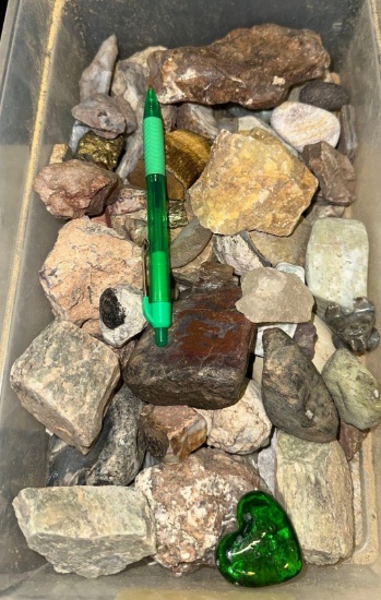 Bin of Rocks- Raw, Polished- Tigers eye etc