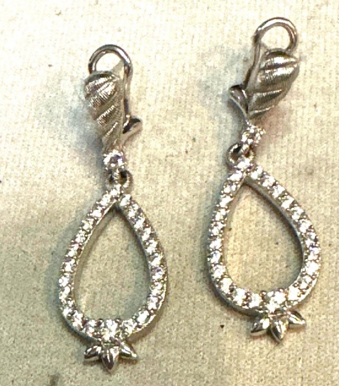 Sterling Silver CZ Dangle Earrings