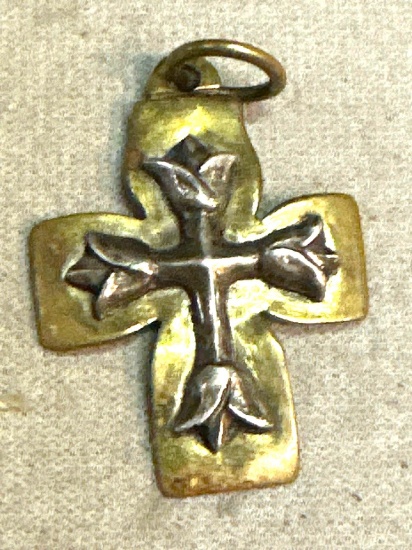 Brass & Sterling Cross Pendant