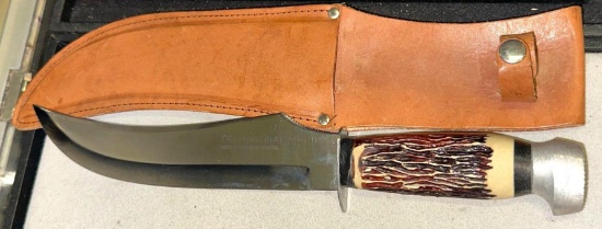 Tramontina 12" Stainless Steel Skinner Stag Handle Knife with sheath