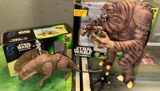 1997 Kenner Star Wars Dewback and 1998 Rancor & Luke Skywalker